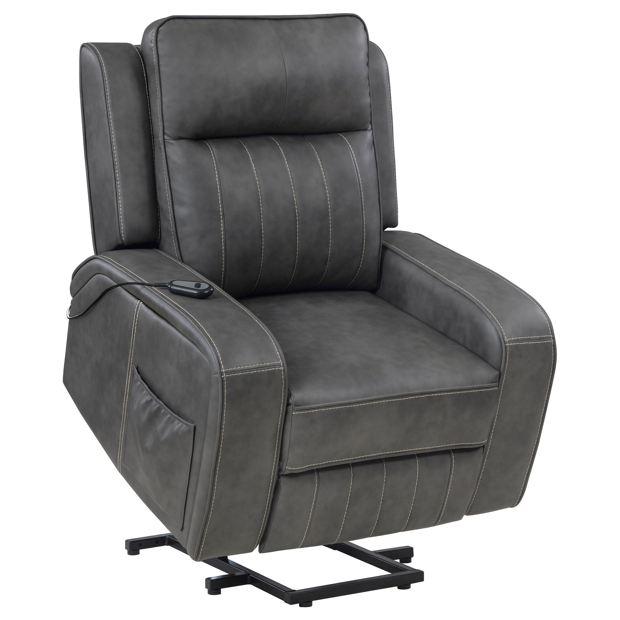 Mckinley - Upholstered Power Lift Recliner Chair With Remote Control - Gray