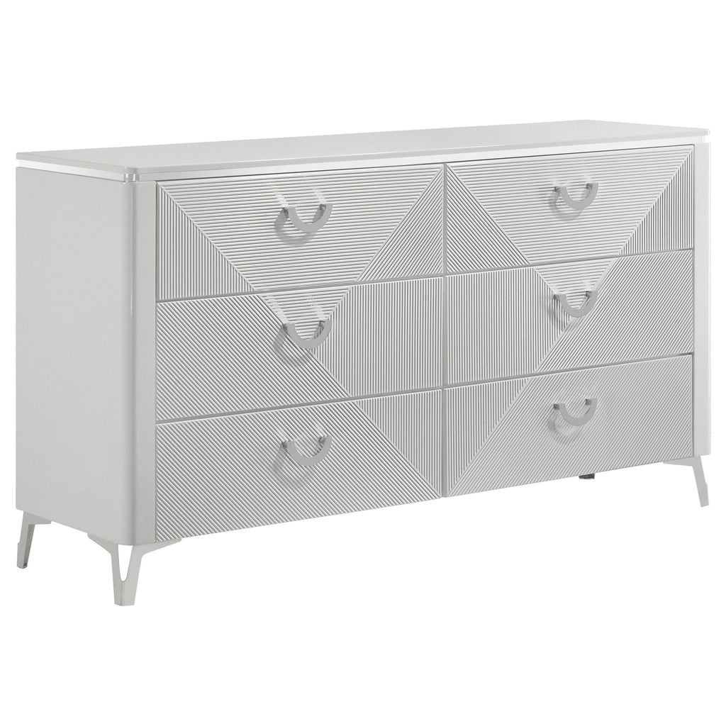 Cassia 5-piece Queen LED Bedroom Set White High Gloss