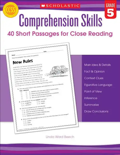 Comprehension Skills: 40 Short Passages for Close Reading: Grade 5 - Paperback