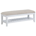 Bexhill Upholstered Rectangular Bench with Shelf White