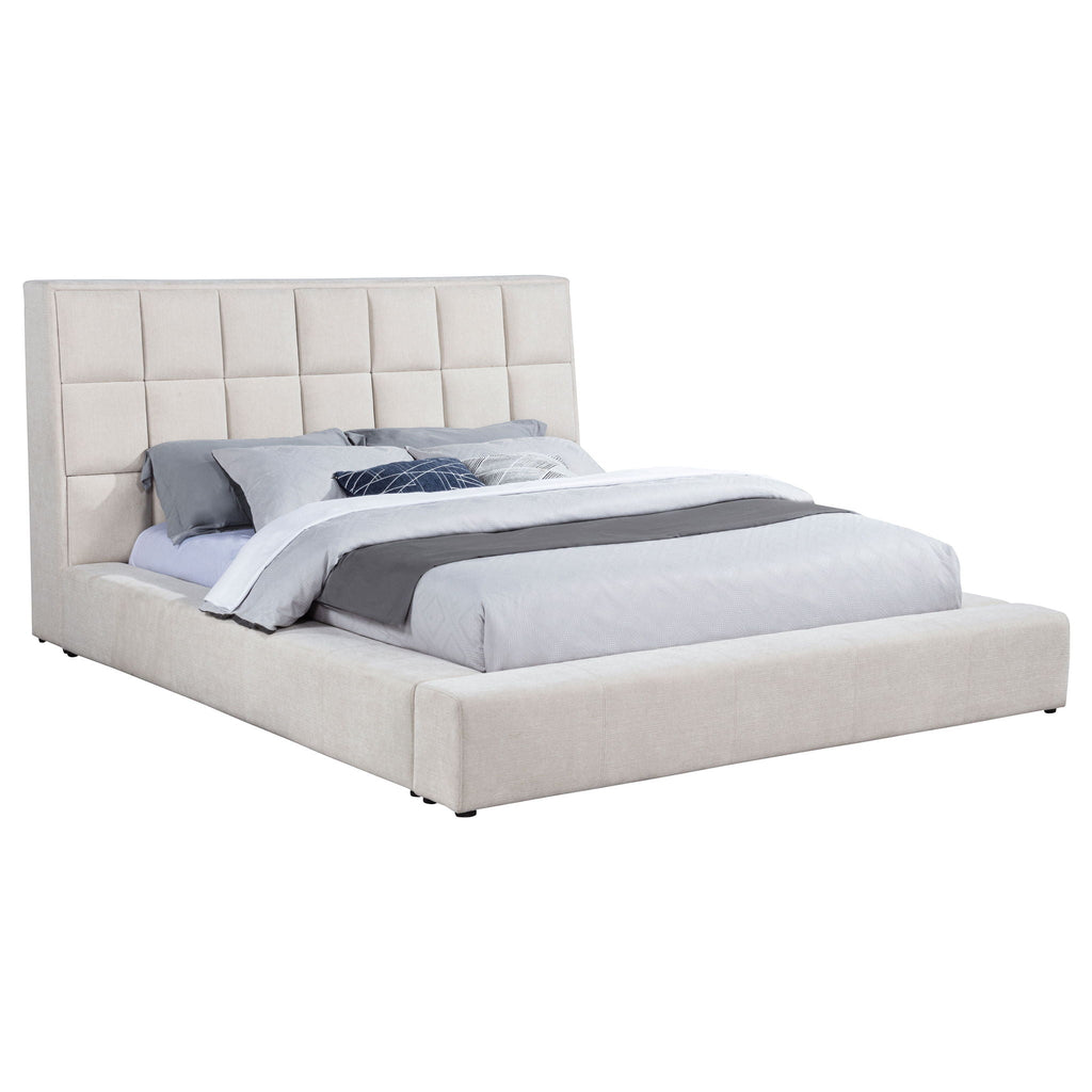 Dreux Upholstered California King Panel Platform Bed Cream