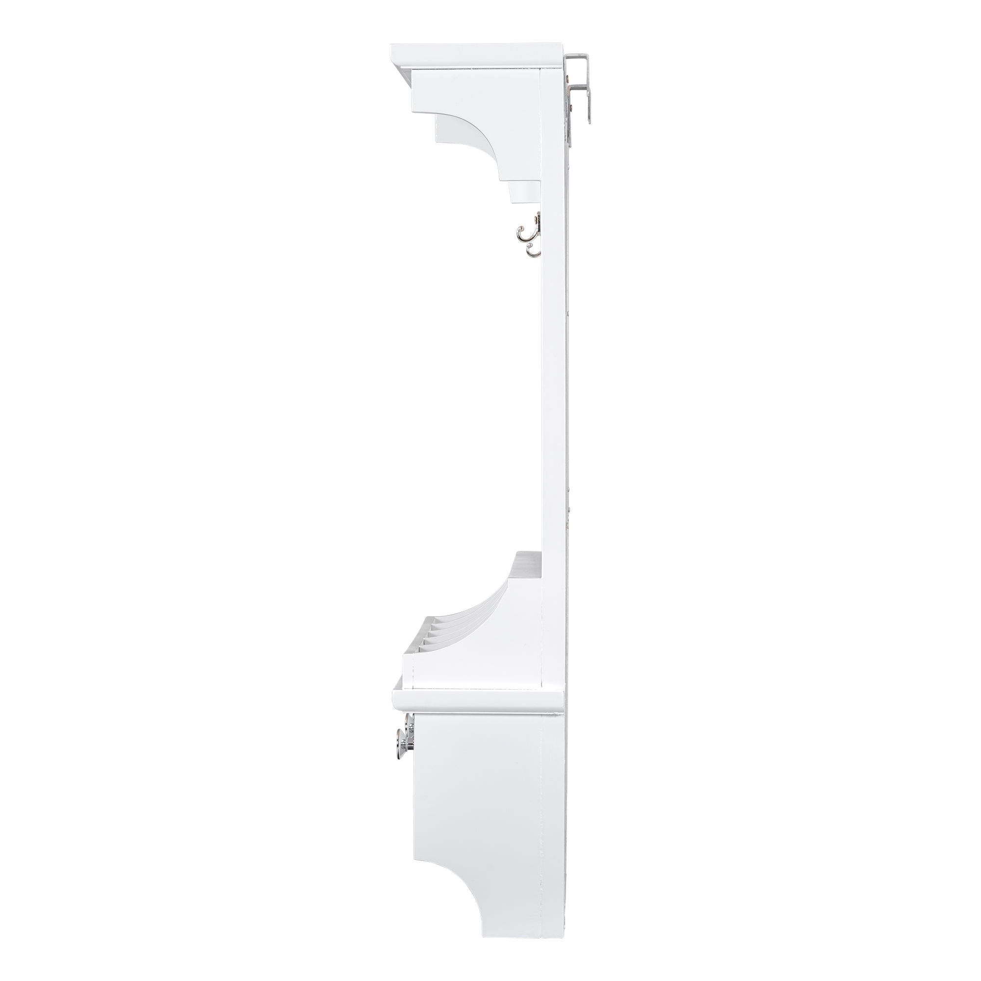Floating Makeup Vanity With Big Mirror, Wall Mounted Storage Vanity With Drawers, Pockets & Hooks, Space Saving Decorative Home Organizer - White