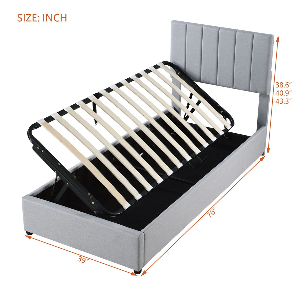 Upholstered Platform Bed With A Hydraulic Storage System