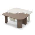 2 Pieces Modular Coffee Table Set, Free Combination - Khaki / White