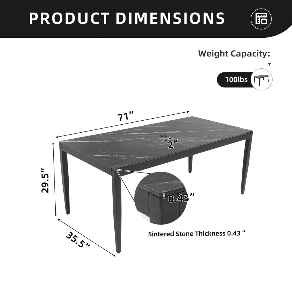 Outdoor Modern Patio Dining Table, Post Tapered Legs, Weatherproof & Rust Free