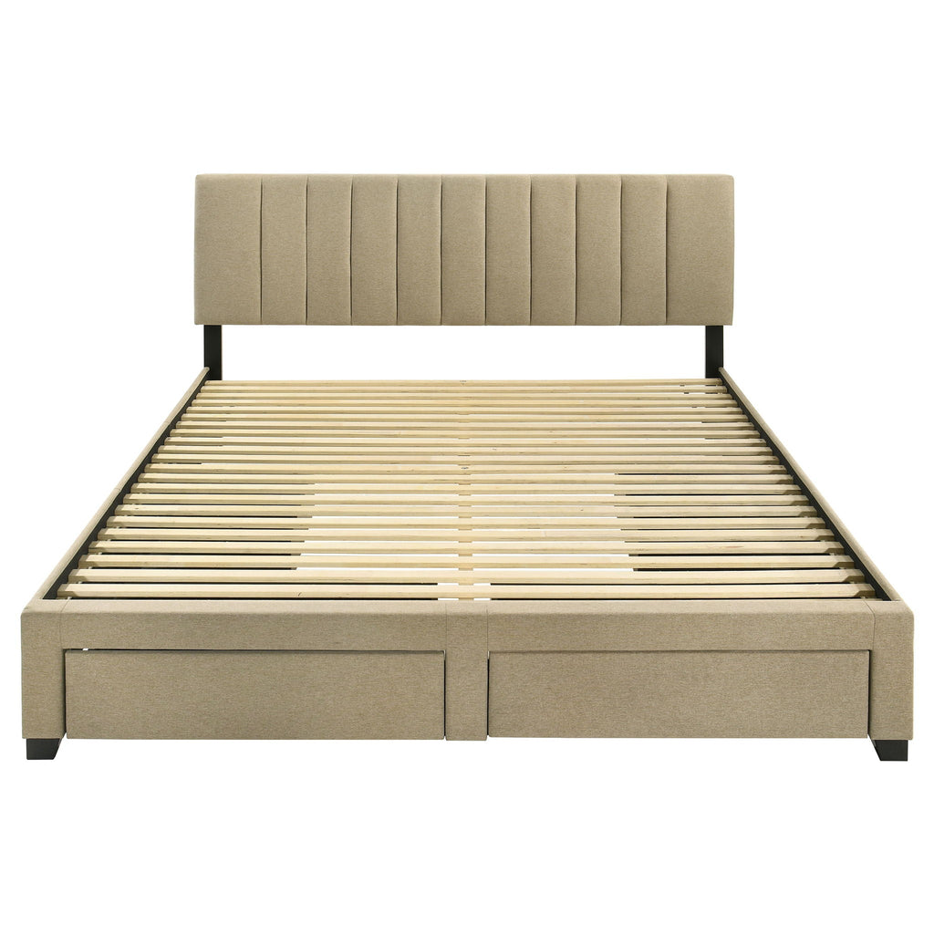 Wheatland 4-drawer Upholstered Eastern King Storage Bed Brown