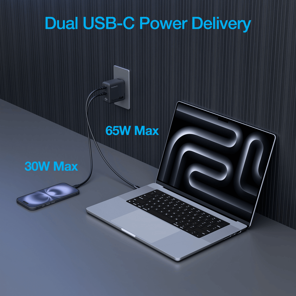 Naztech Nexus T100 100W USB-C PD + USB 3-Port GaN Ultra-Fast Wall Charger with PPS