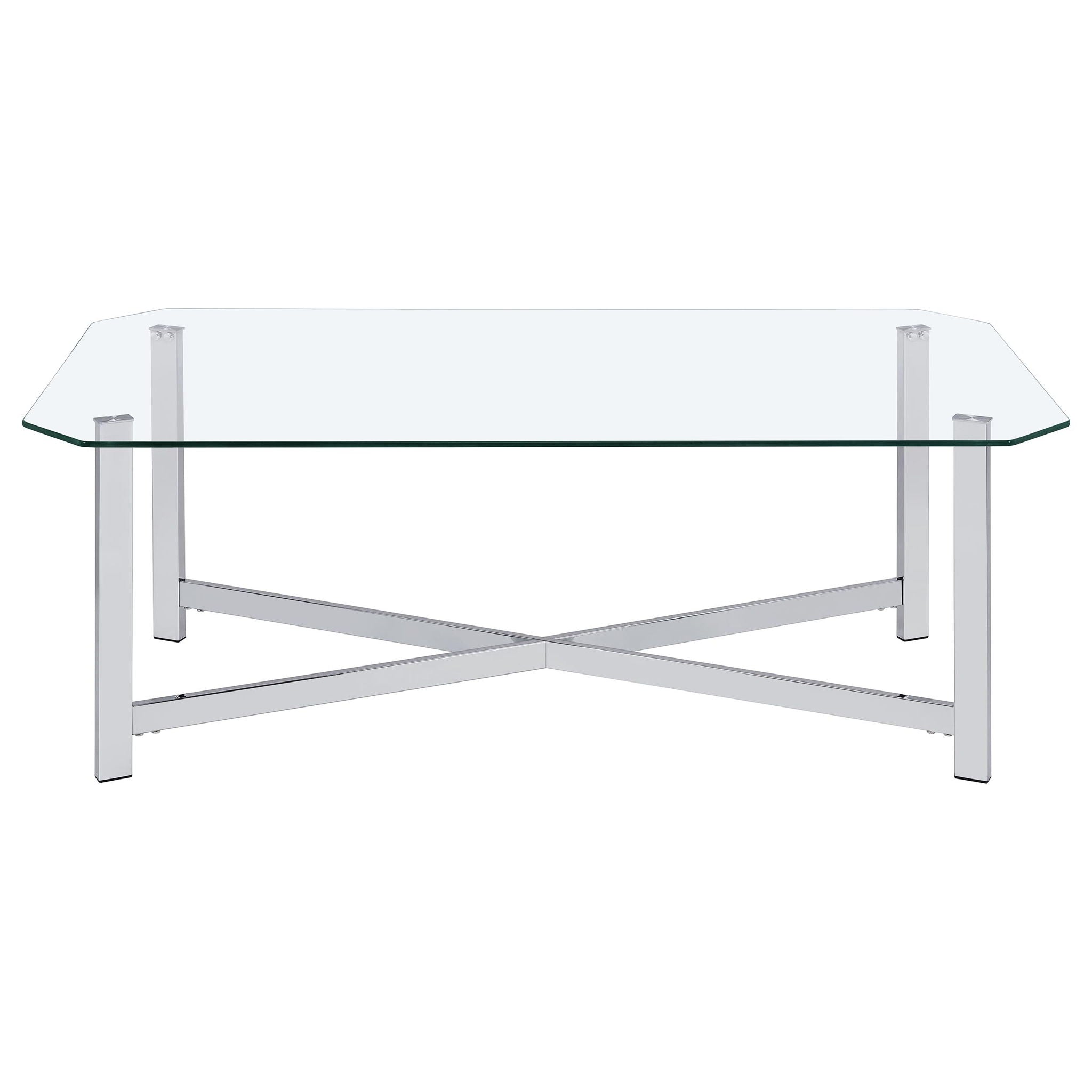 Cronin 2-piece Tempered Glass Top Coffee Table Set Chrome