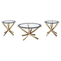 Brooke 3-piece Round Coffee and End Table Set Rose Brass