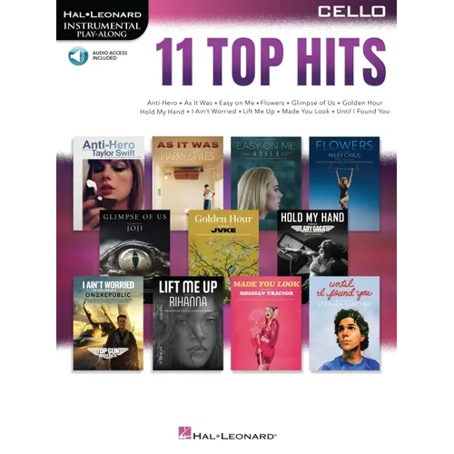 11 Top Hits for Cello Instrumental Play-Along - Book with Online Audio - Paperback