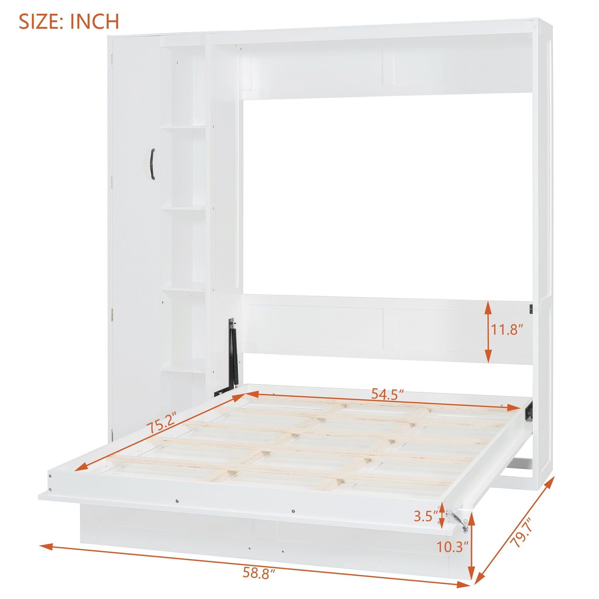Murphy Wall Bed With Shelves, Wardrobe And LED Lights