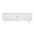 Modern TV Stand For TVs Up To 80", Entertainment Center With 4 Drawers And 1 Cabinet, Wood TV Console Table With And Handles For Living Room - White