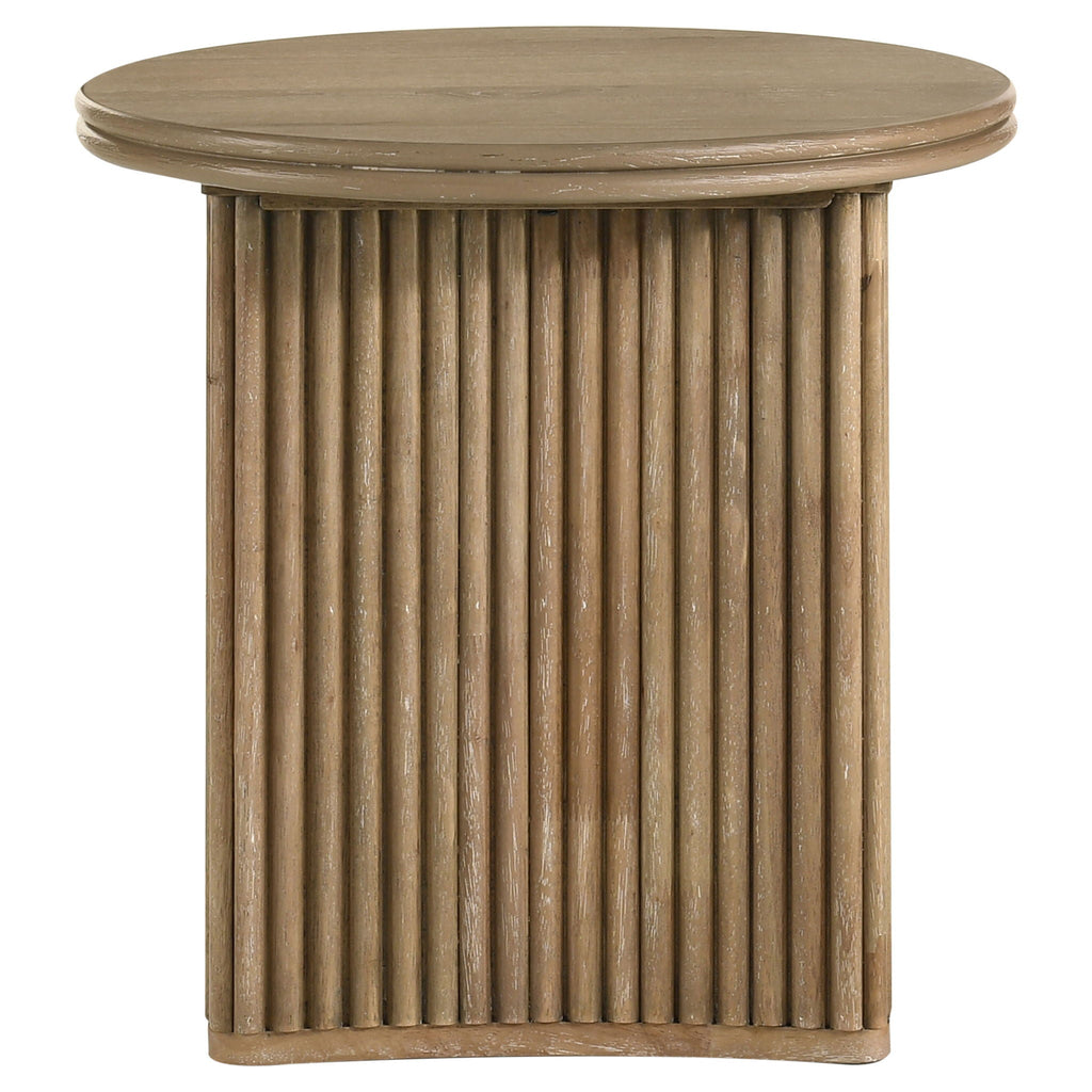 Adina 3-piece Round Coffee Table Set Distressed Light Brown