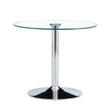 Modern Minimalist Circular Glass Dining Table With Electroplated Metal Legs 35" Diameter - Transparent