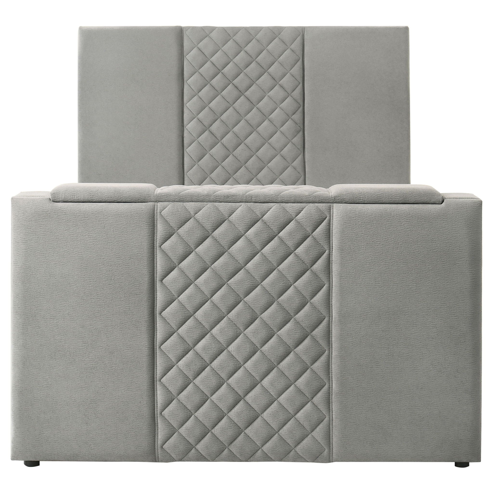 Tara 61-inch Upholstered Queen Panel TV Bed Grey