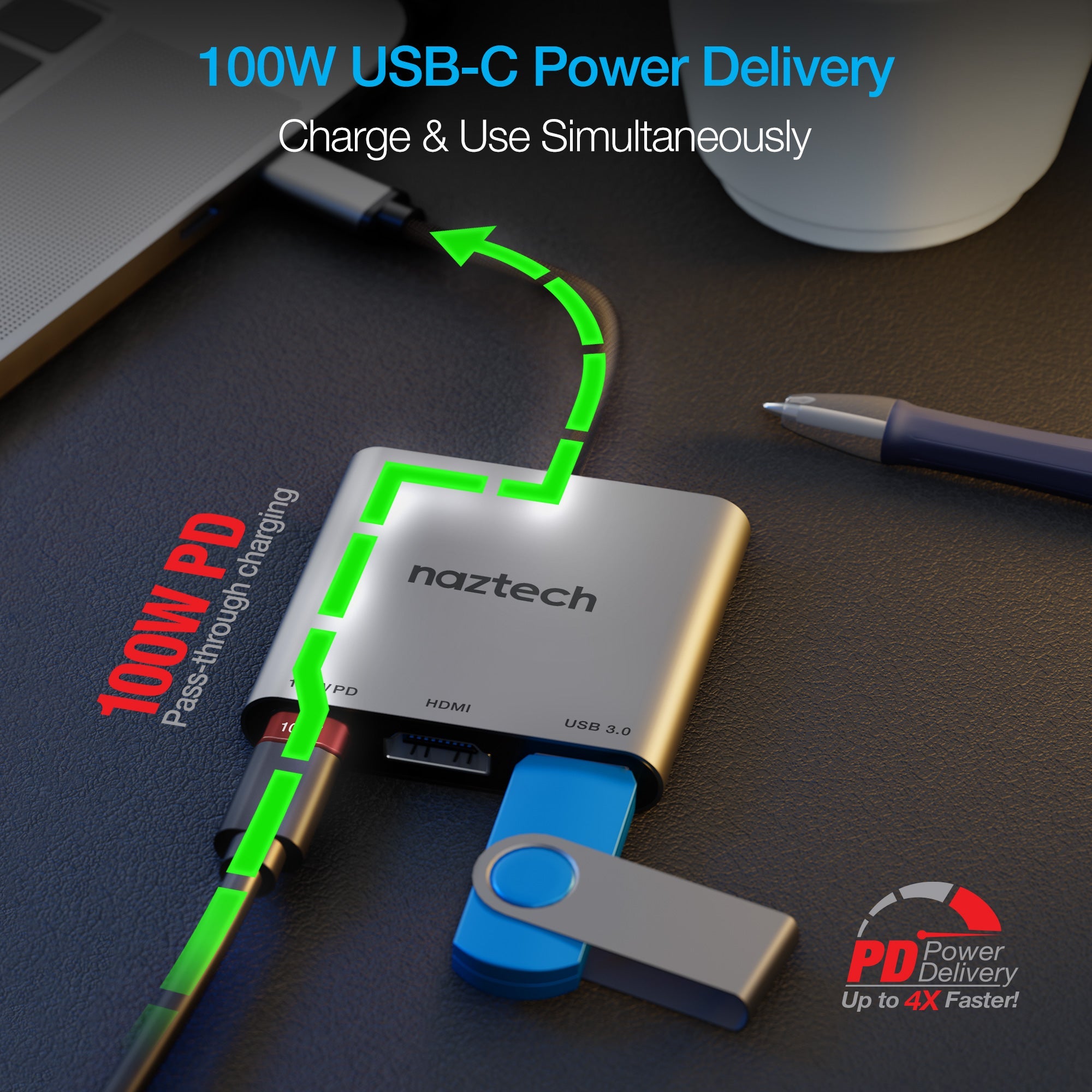 Naztech Portable MaxDrive 3100W Universal USB-C Hub