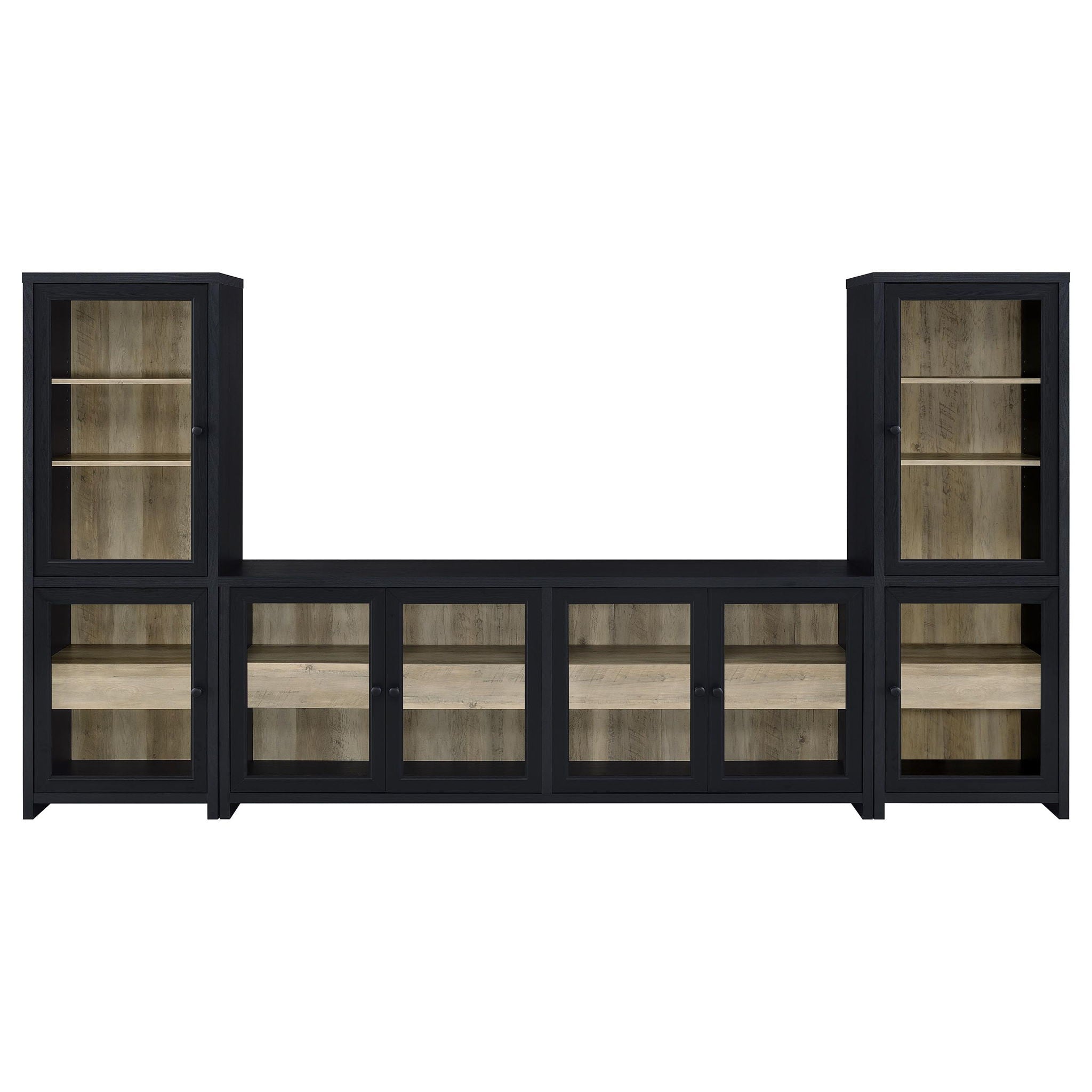 Denison 3-piece Entertainment Center 79-inch TV Stand Black