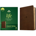 NLT Life Application Study Bible, Third Edition, Large Print (Leatherlike, Rustic Brown Leaf, Red Letter) - Imitation Leather