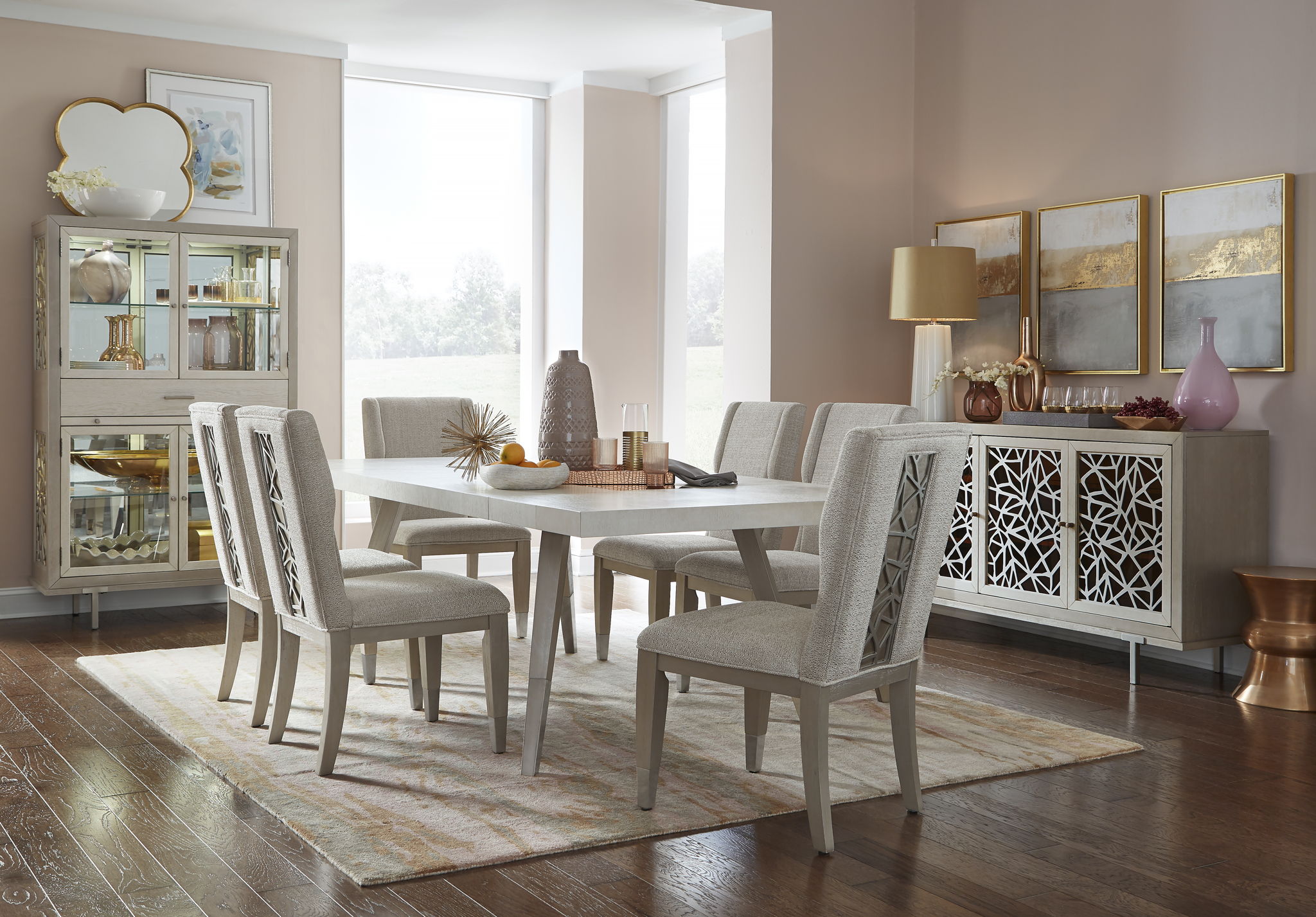 Lenox - Rectangular Dining Table - Warm Silver