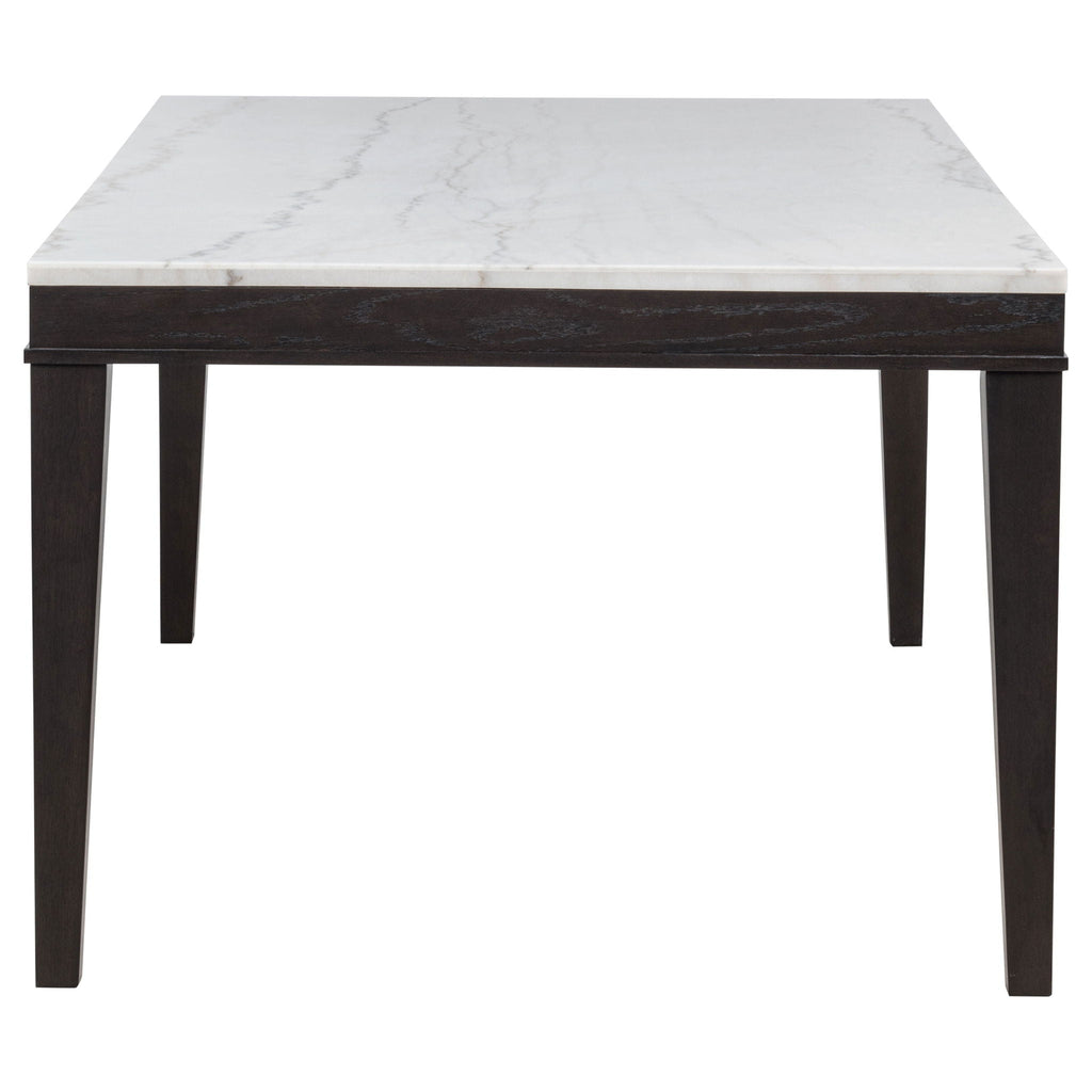 Averill 7-piece White Marble Top Dining Set Dark Grey and Coffee Bean