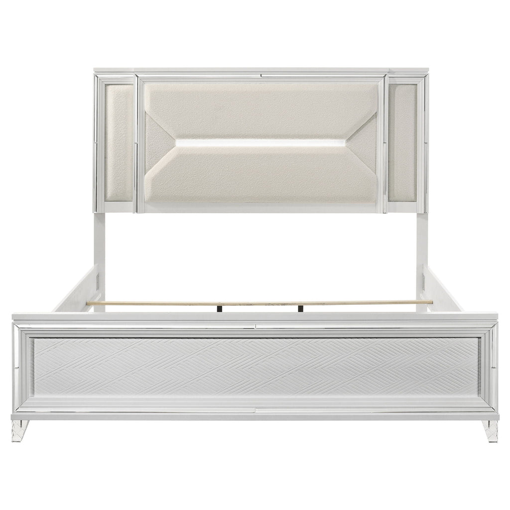 Marmore 64-inch Eastern King Panel Bed LED Headboard White