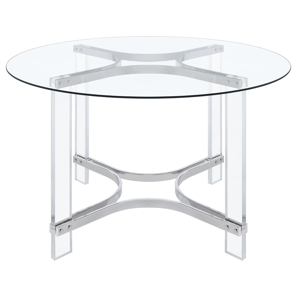 Keeling 5-piece Round Glass Top Acrylic Dining Set Chrome