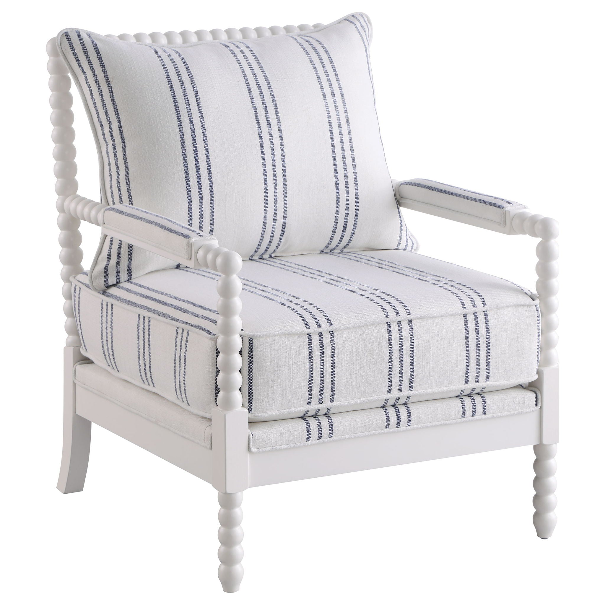 Blanchett Upholstered Bobbin Accent Chair White
