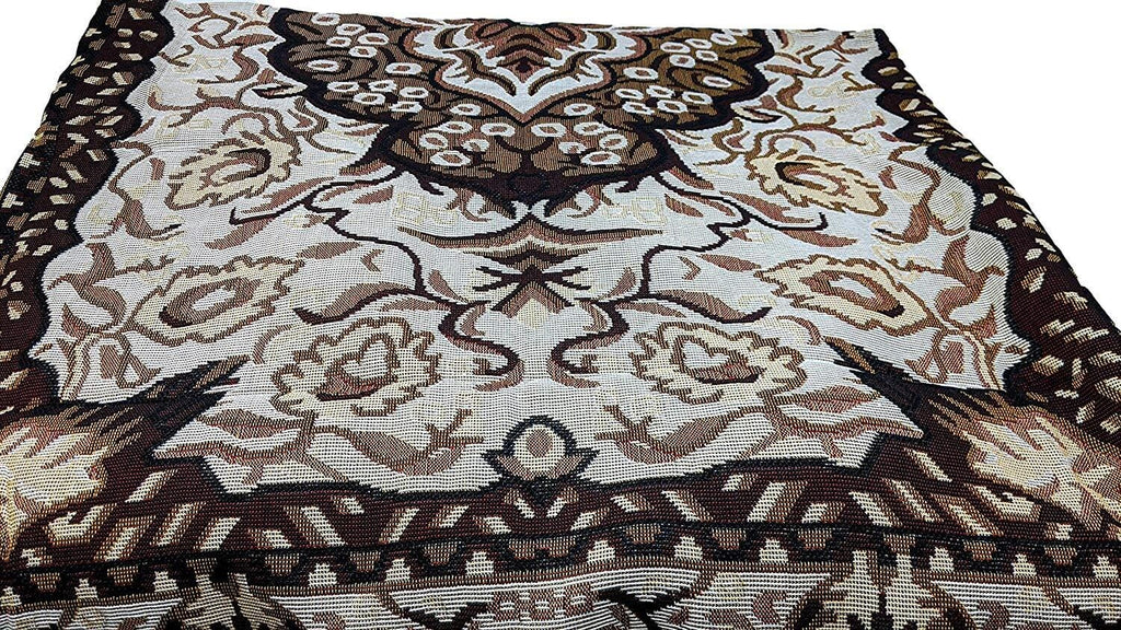 DaDa Bedding Elegant Tapestry Throw Blanket, Golden Persian Style Rug Ornate Floral - 50” x 60” (7175)