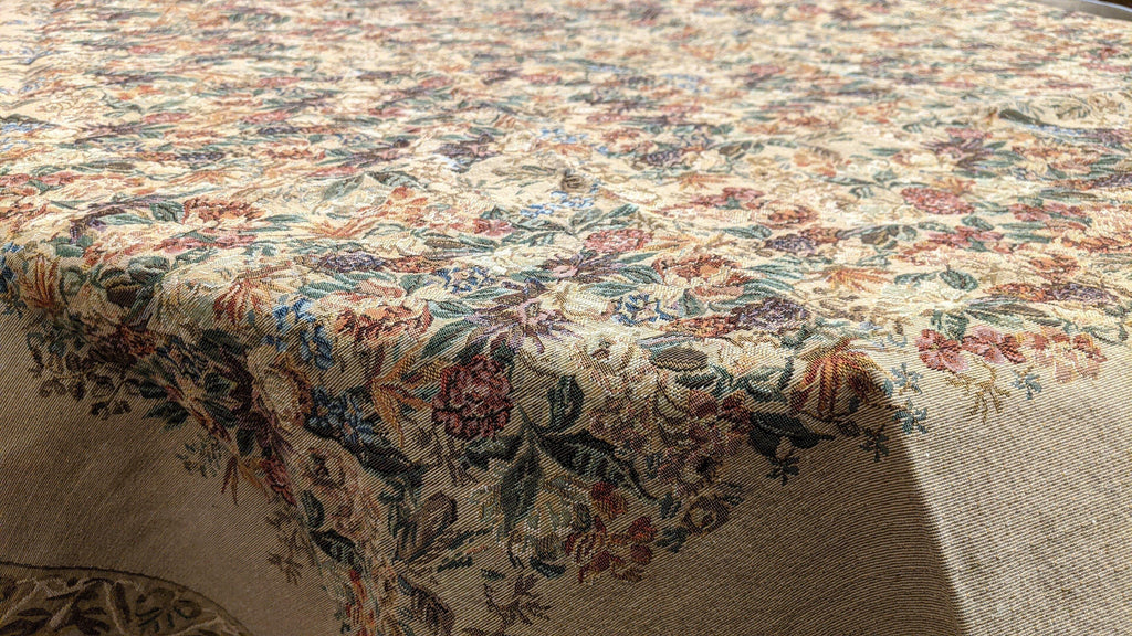 DaDa Bedding Wildflower Wonderland Floral Golden Beige Tan Square Dining Table Cloth (3100)