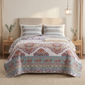 DaDa Bedding White Blue Floral Paisley Quilt Set