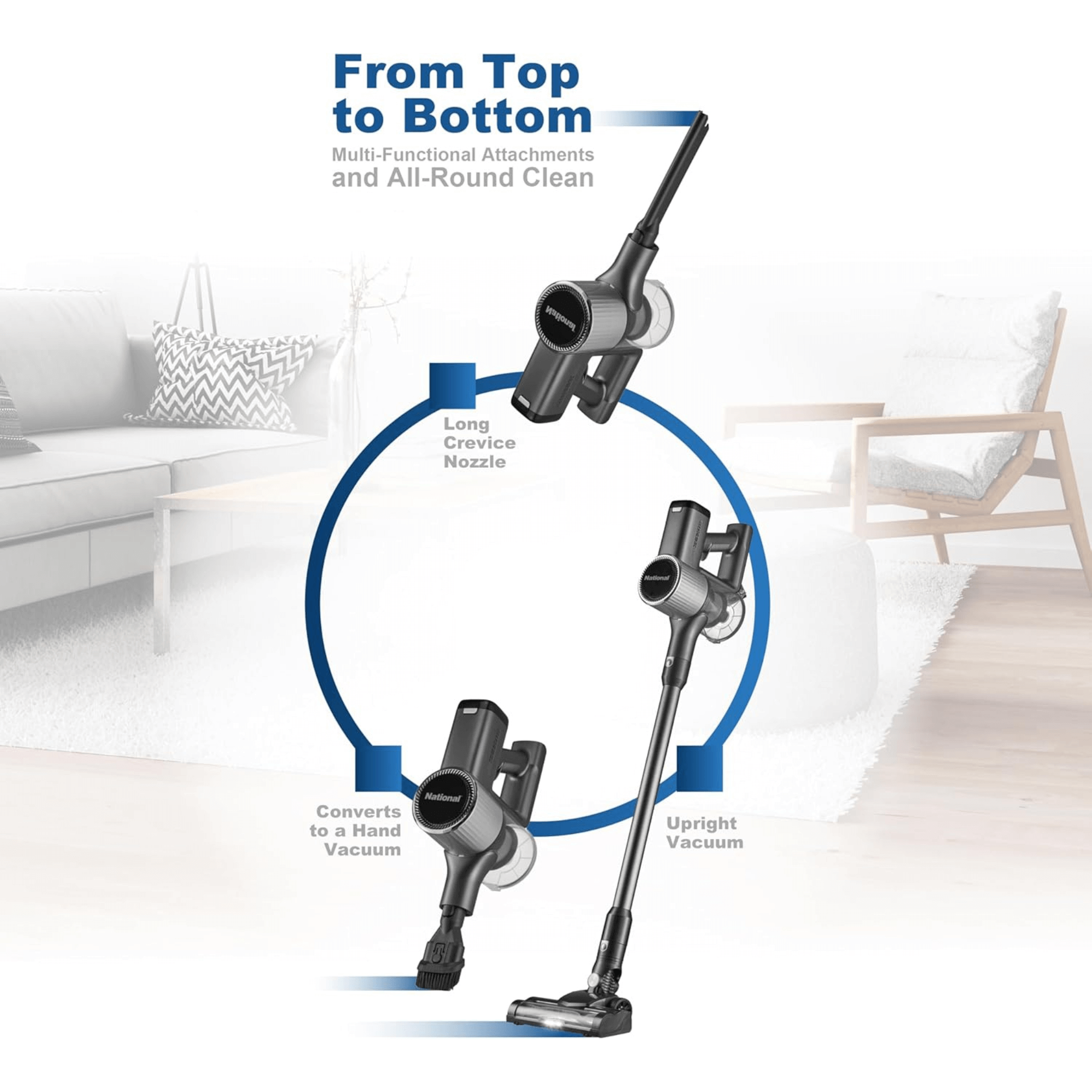 National 2-in-1 Cordless Upright and Handheld Vacuum Cleaner
