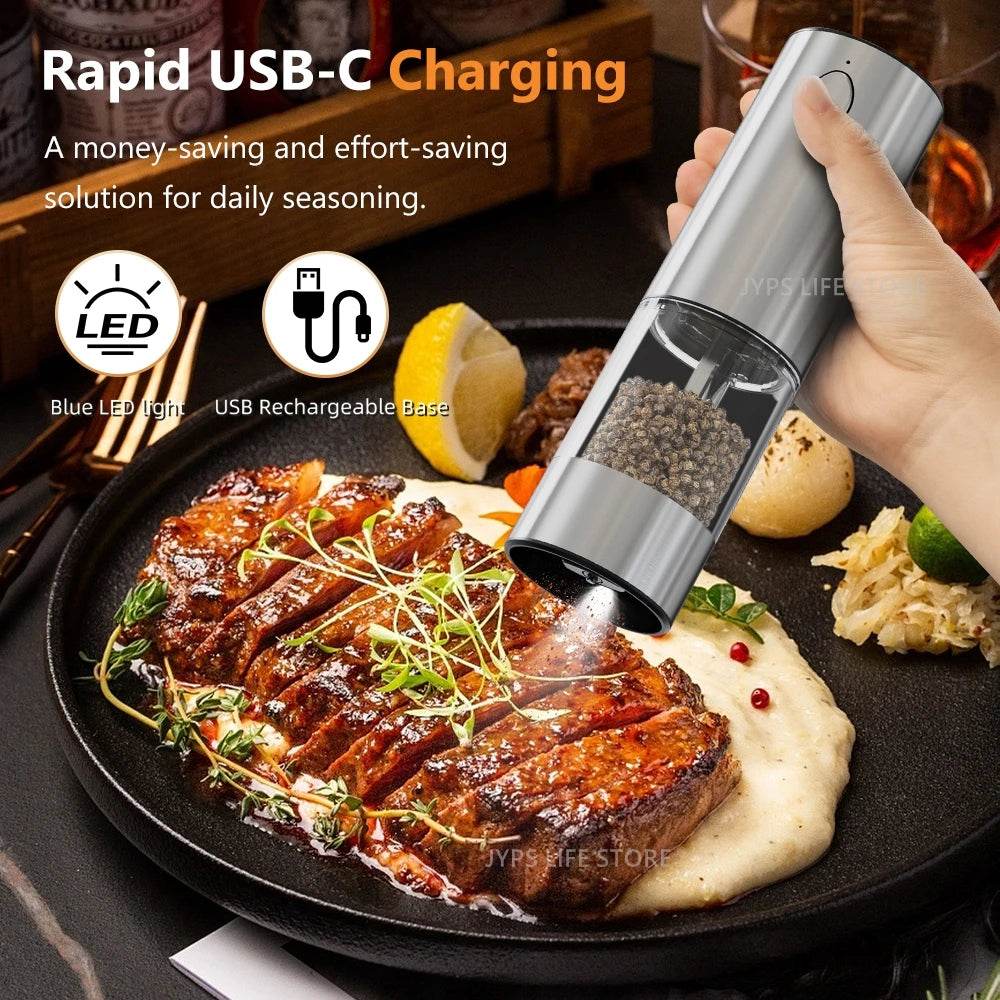 Rechargeable Electric Pepper Grinder – Adjustable Spice Mill