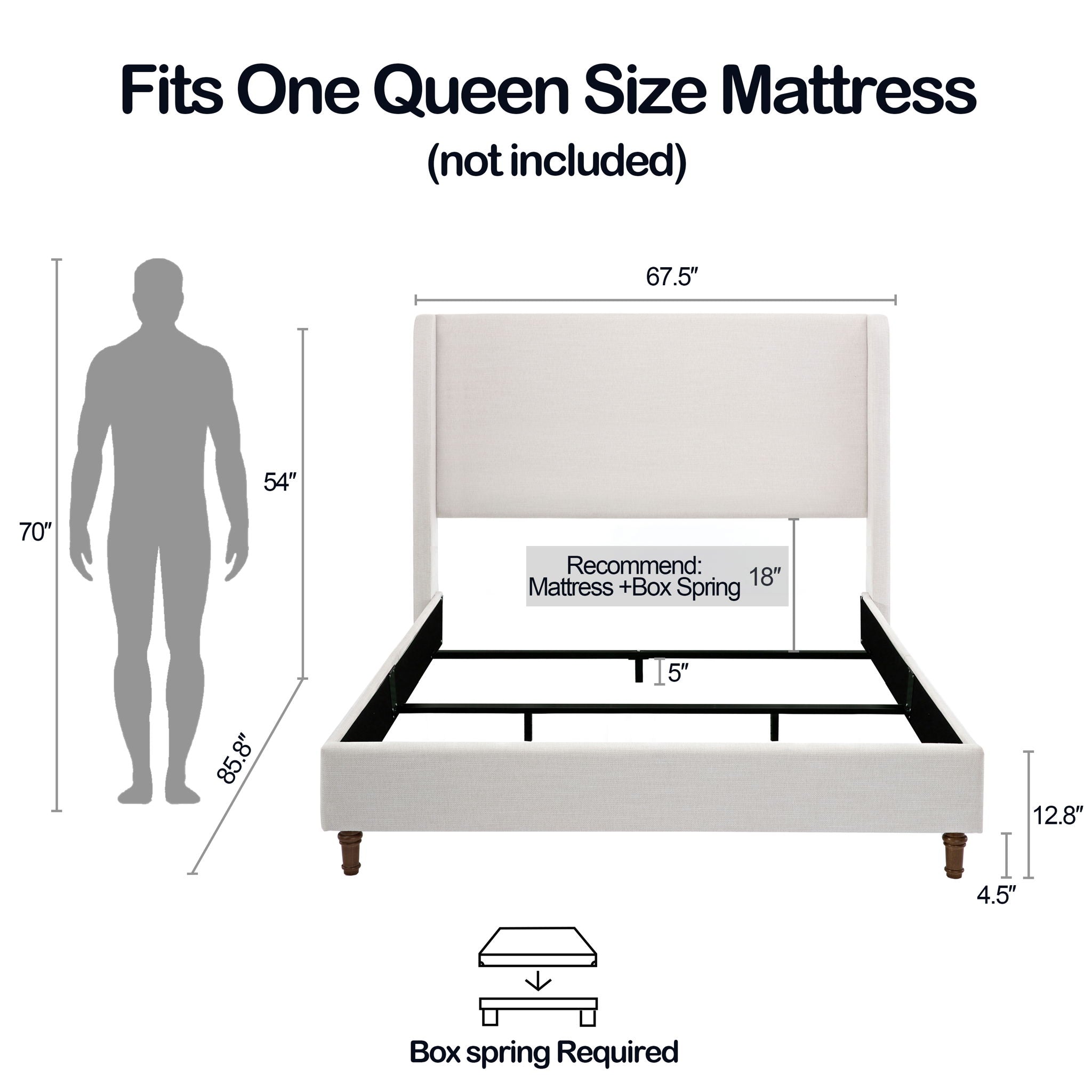 Hayden - Upholstered Wingback Bed With Tall Headboard