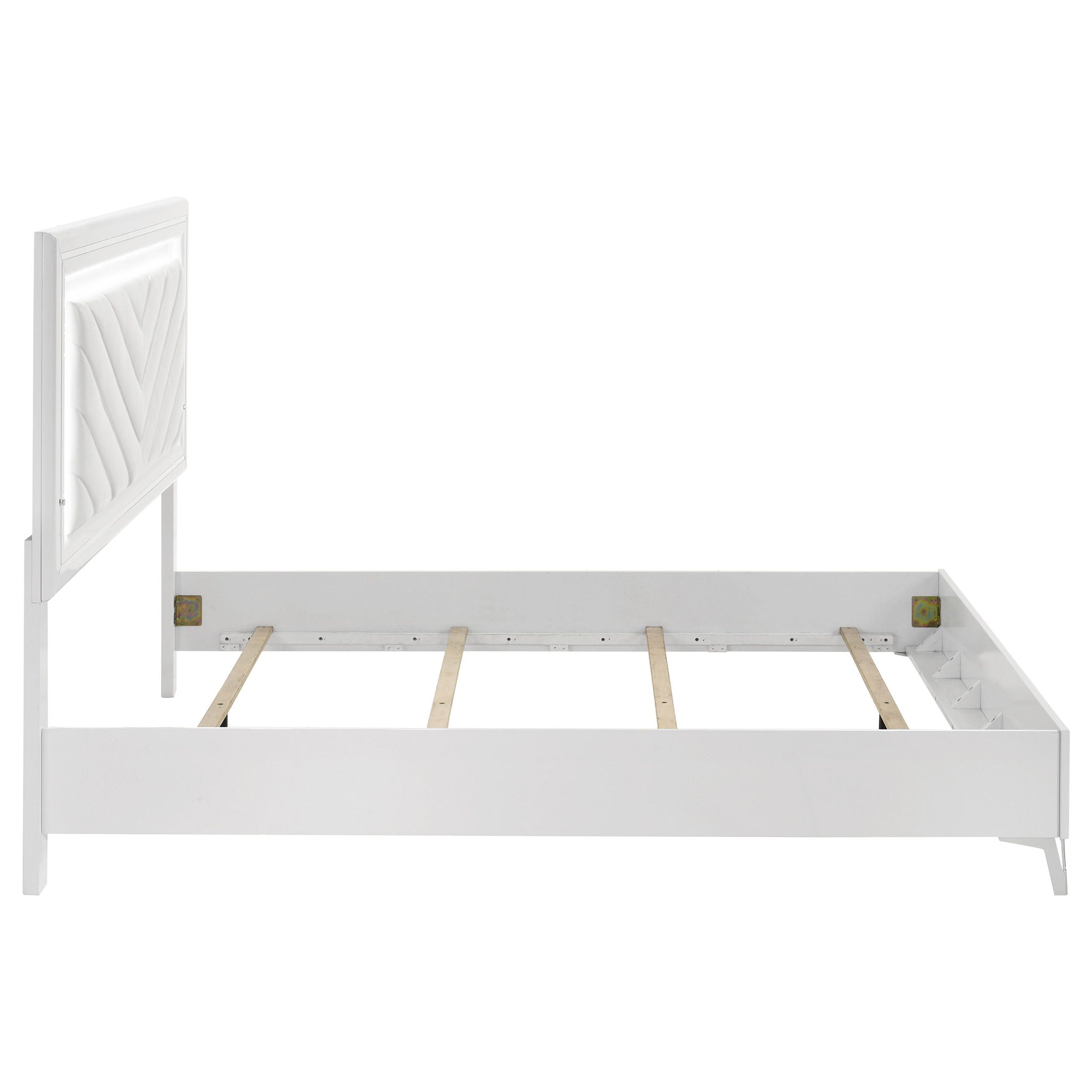 Cassia Queen LED Panel Bed White High Gloss
