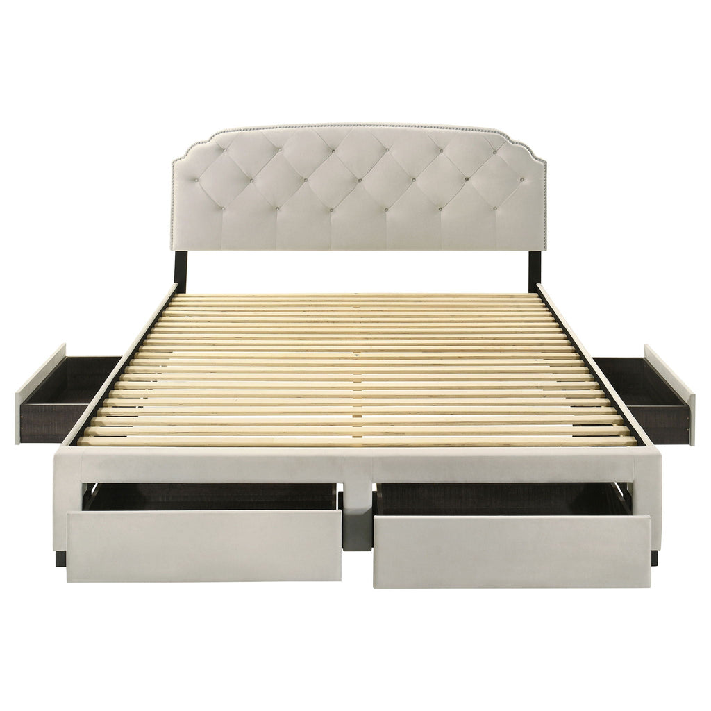 Marianna 4-drawer Upholstered Eastern King Storage Bed Cream