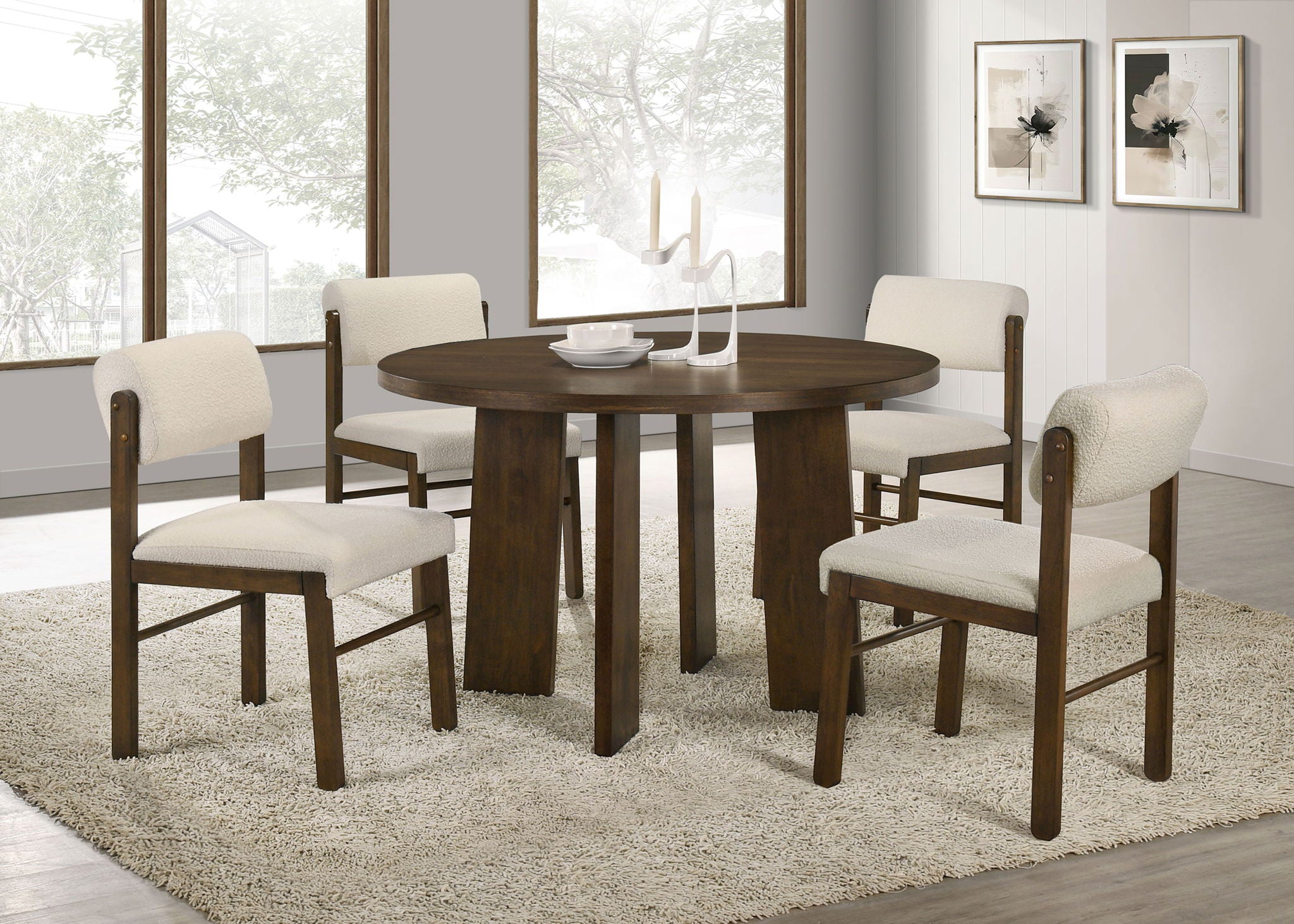 Strouse 5-piece Dining Set Cream and Walnut