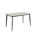 Mid Century Modern Dining Table Round White Sintered Stone Top Heavy Duty Metal Legs Waterproof Surface For Kitchen Dining Room Or Office Furniture - White / Black