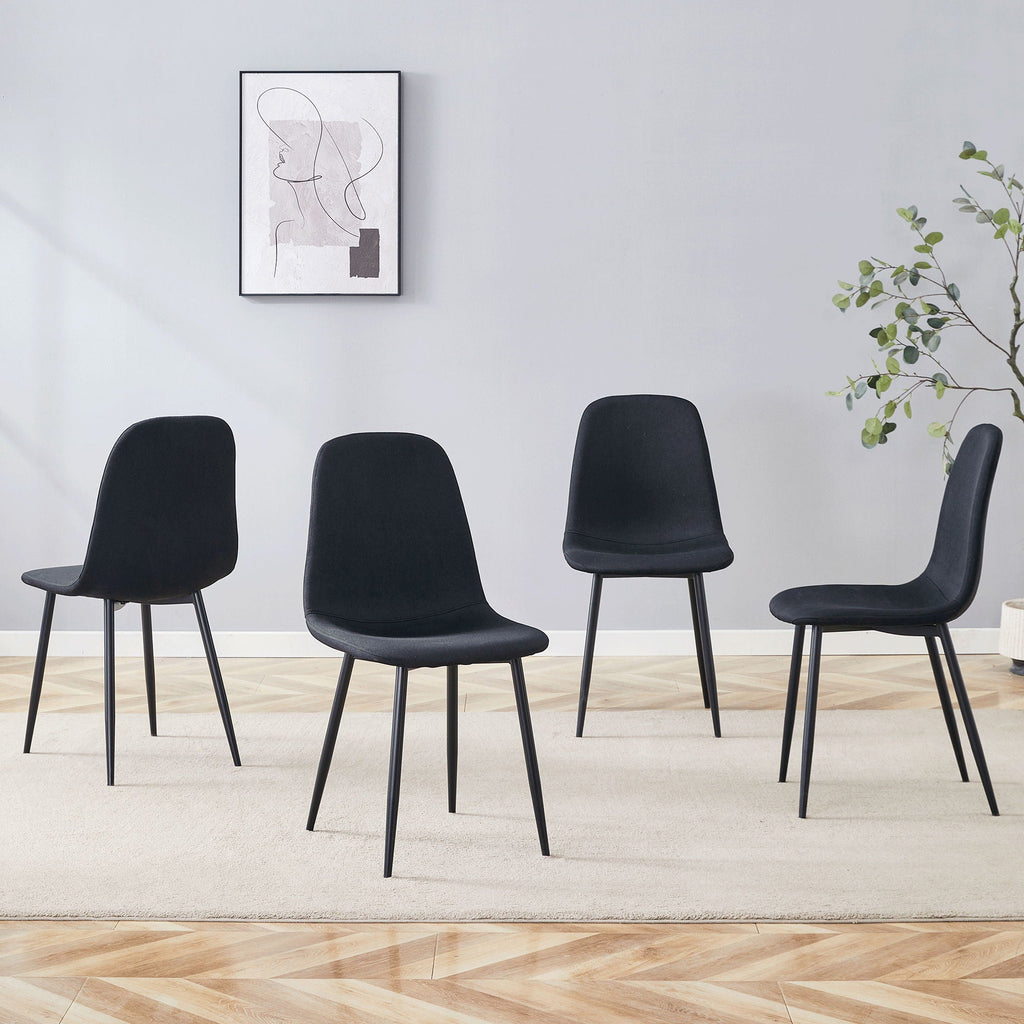 Modern Medieval Style Cushioned Side Chairs Set With Metal Legs For Kitchens