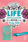 NLT Girls Life Application Study Bible (Leatherlike, Teal/Pink Flowers) - Imitation Leather