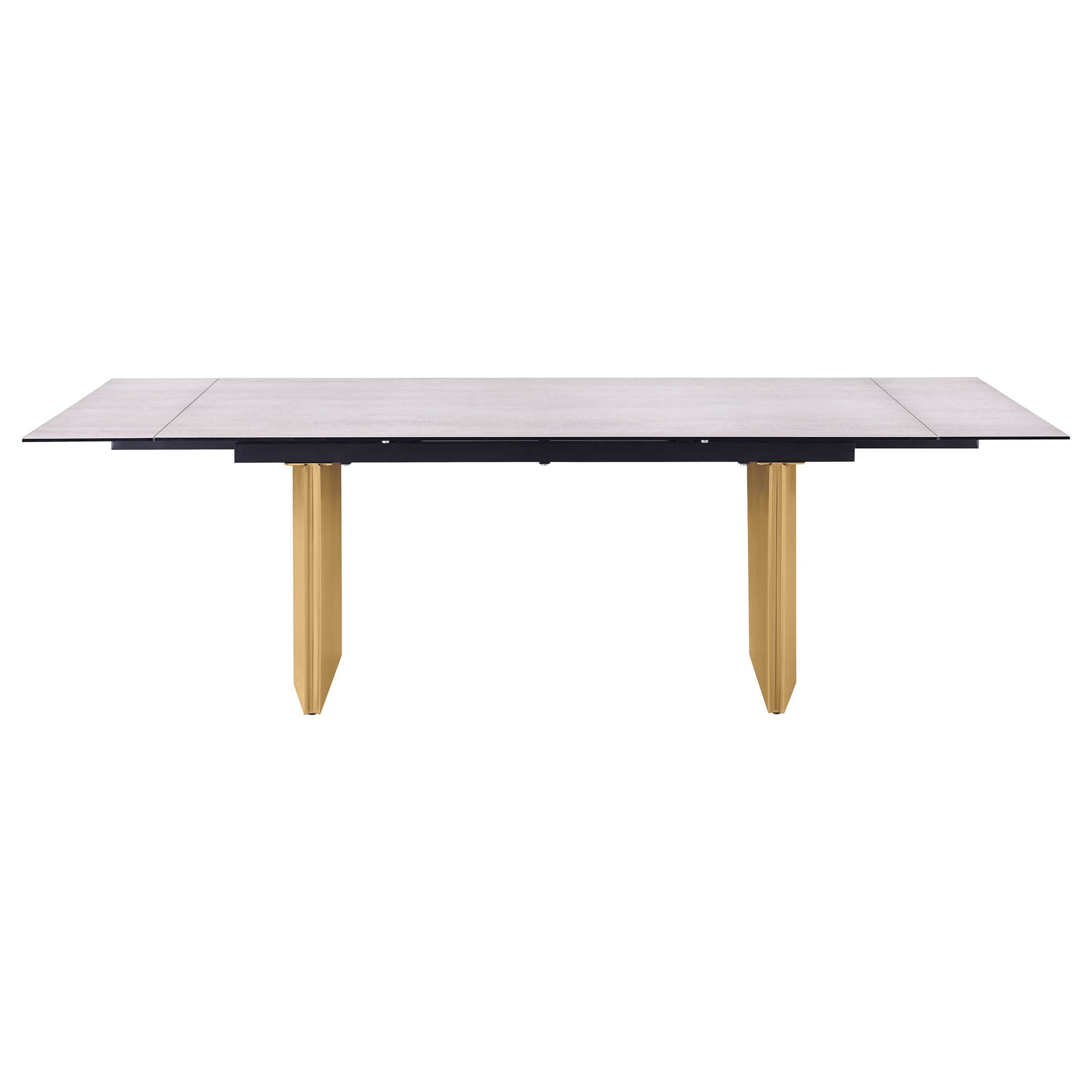 Vesa 97-inch Glass Top Extension Dining Table Beige