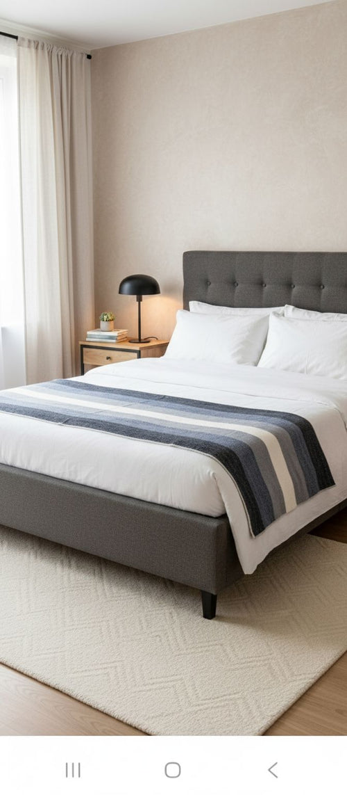 Alpaca Bed Blanket - Striped
