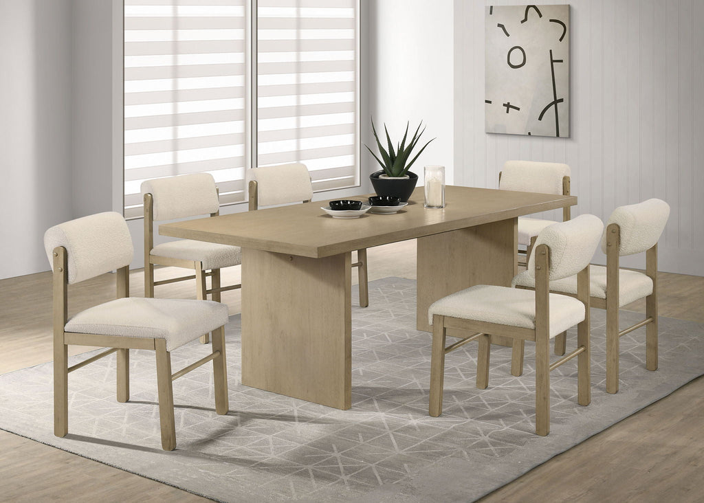 Decker 7-piece 82-inch Rectangular Dining Set Cream and Natural Oak