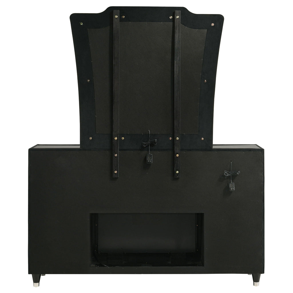 Lorient 8-drawer LED Flame Box Dresser and Mirror Black