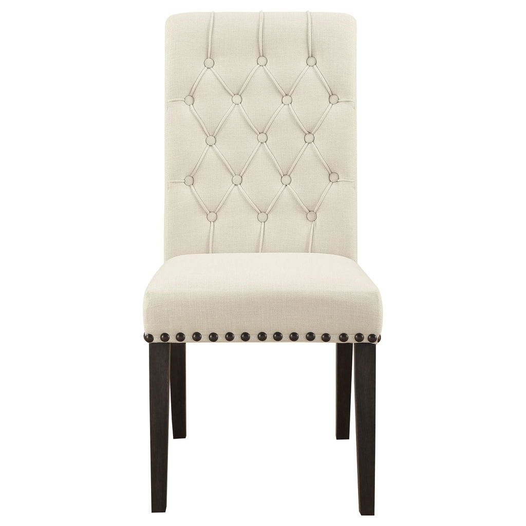 Alana Upholstered Dining Side Chair Beige Smokey Black (Set of 2)