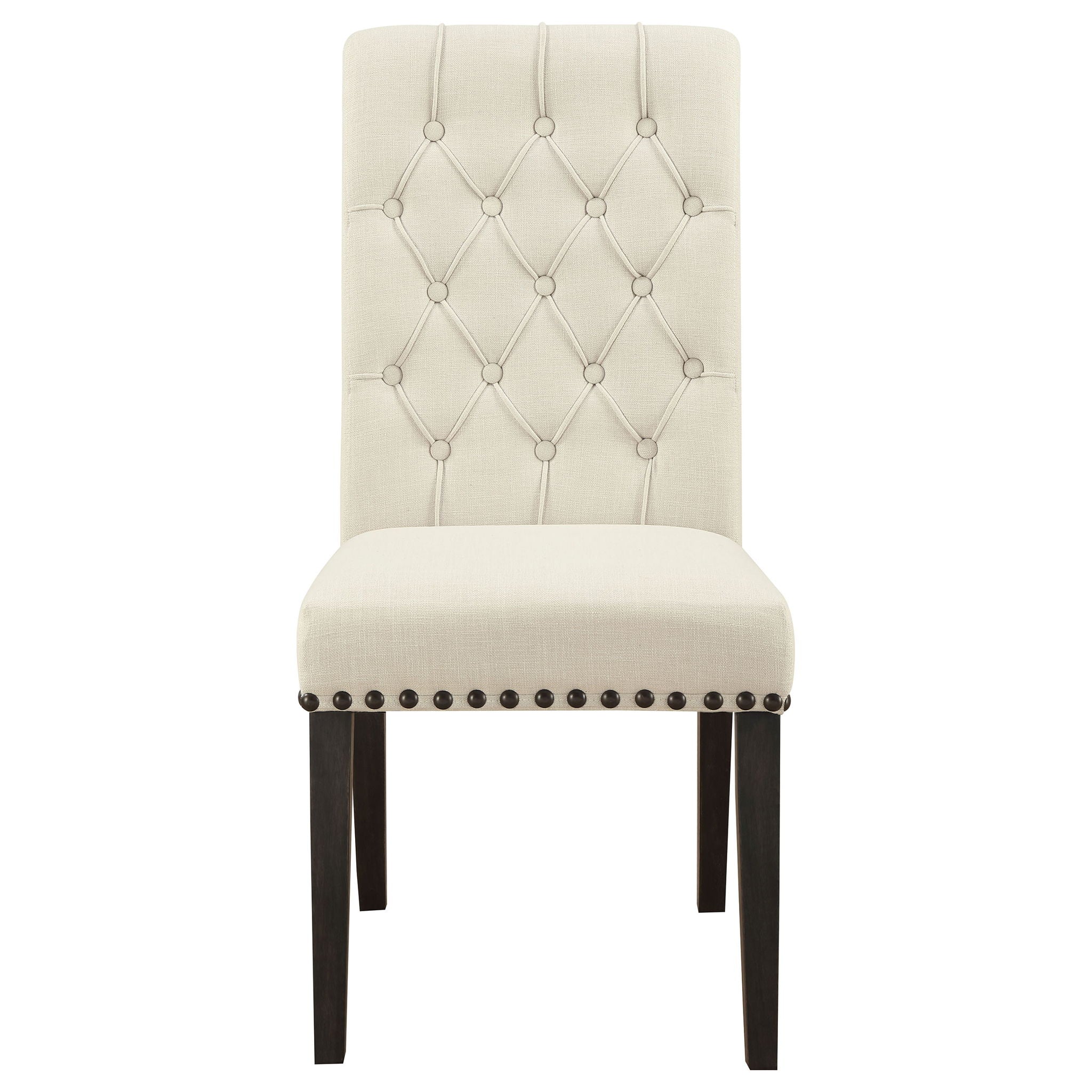 Alana Upholstered Dining Side Chair Beige Smokey Black (Set of 2)