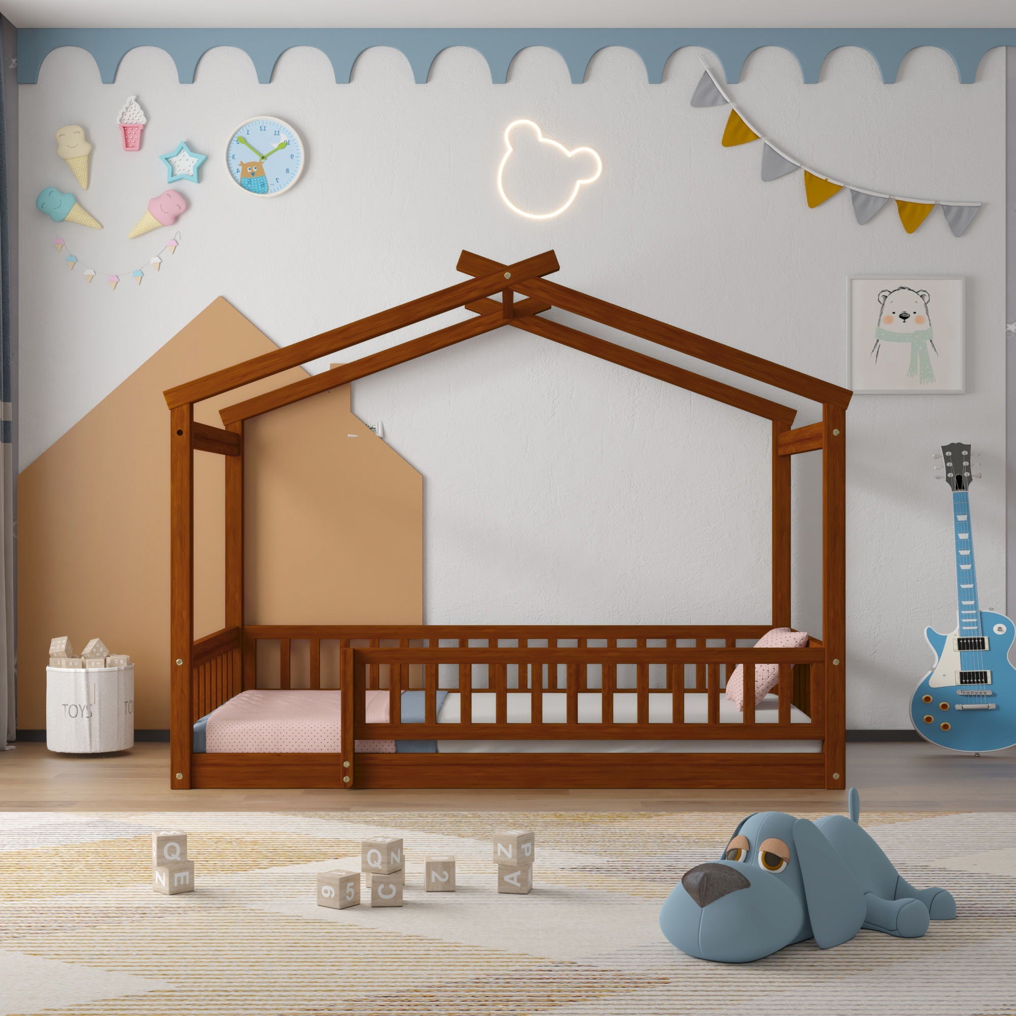 Bed House Bed Frame With Fence