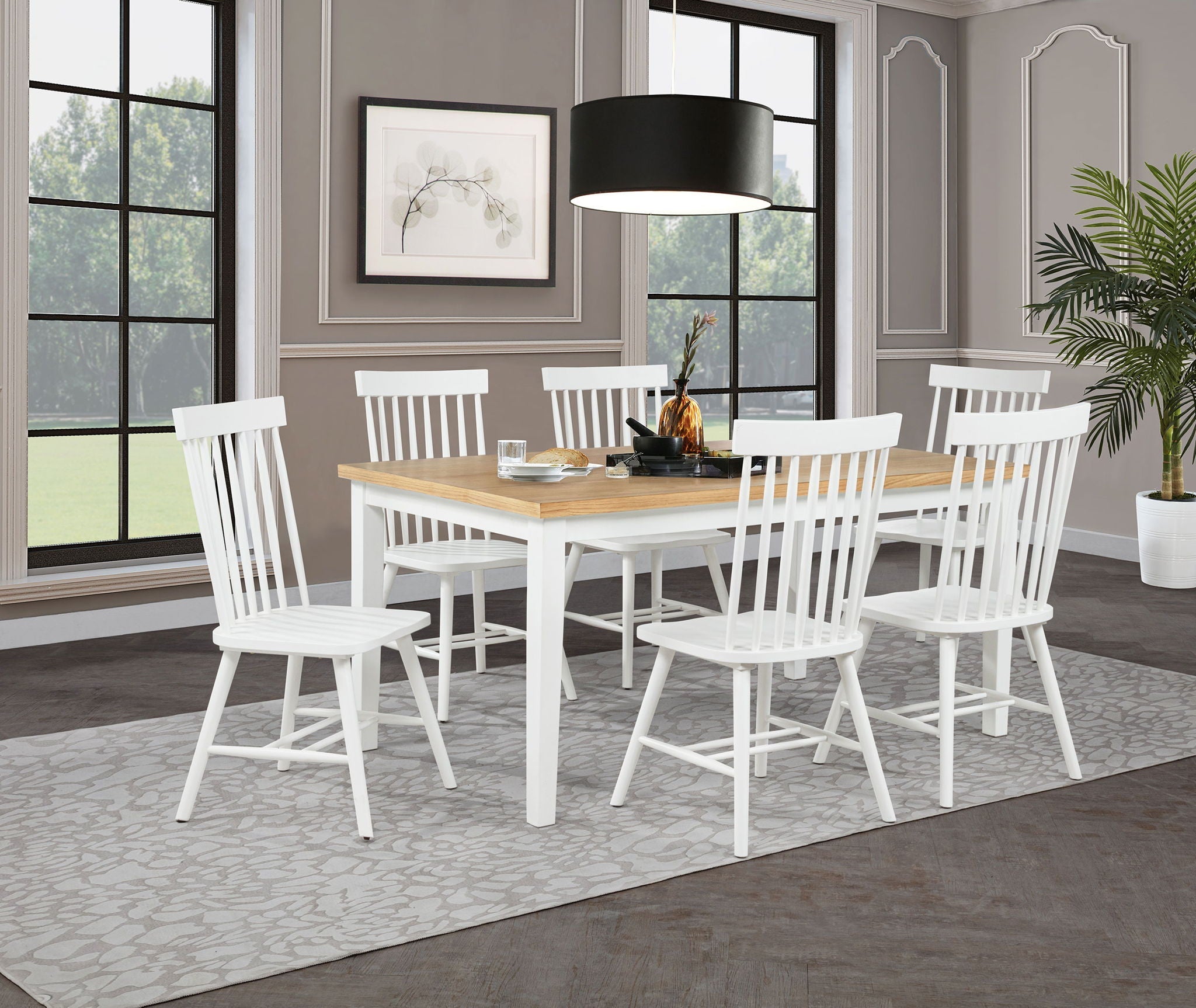 Andrews 66-inch Rectangular Dining Table Light Ash and White
