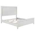 Marielle Eastern King Upholstered Panel Bed Distressed White