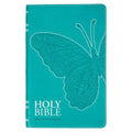 KJV Holy Bible, Gift Edition for Girls/Teens King James Version, Faux Leather Flexible Cover, Teal Butterfly - Leather