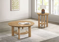 Ottowa 2-piece Round Wood Coffee Table Set Light Oak
